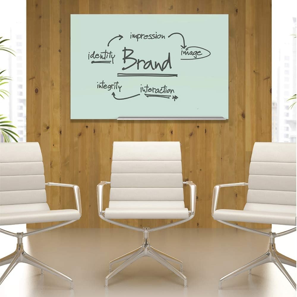 image:imageQuartet Glass Whiteboard Magnetic Dry Erase White Board 50 x 28 Wide Format with Invisible Mount Black Aluminum Frame Evoque G5028BAElegant Frame
