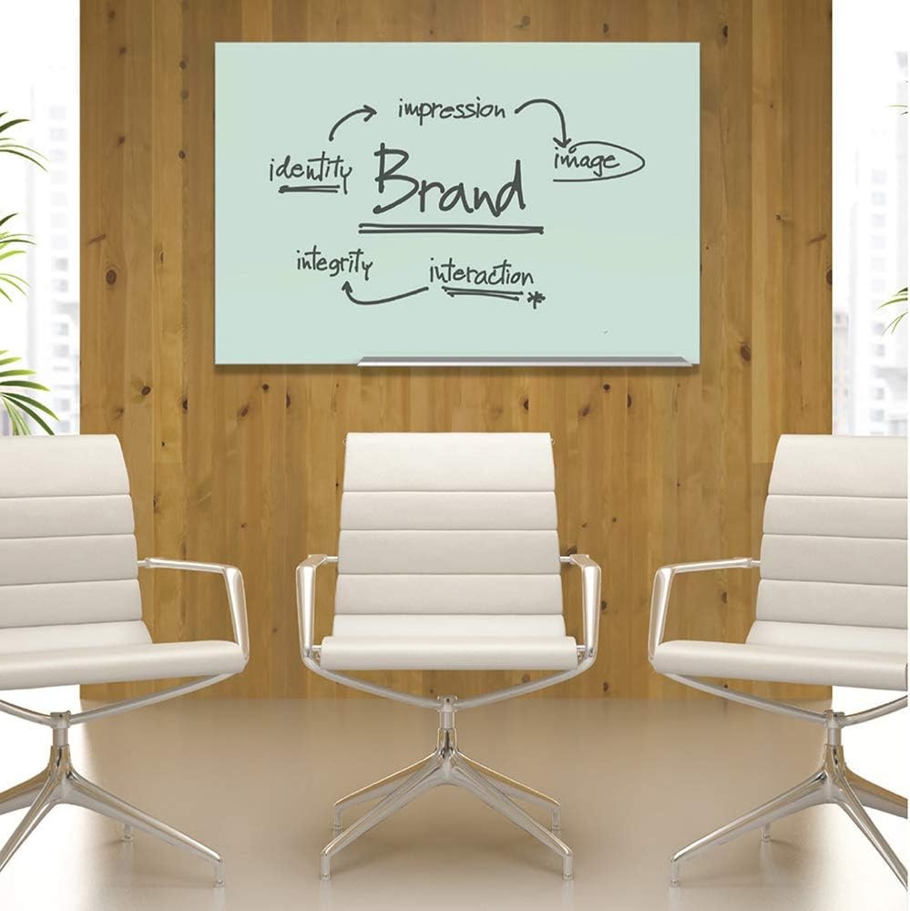 image:imageQuartet Glass Whiteboard Magnetic Dry Erase White Board 50 x 28 Wide Format with Invisible Mount Black Aluminum Frame Evoque G5028BAElegant Frame