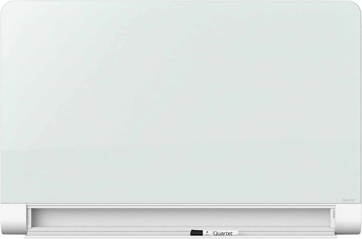 image:imageQuartet Glass Whiteboard Magnetic Dry Erase White Board 50 x 28 Wide Format with Invisible Mount Black Aluminum Frame Evoque G5028BAHidden Tray