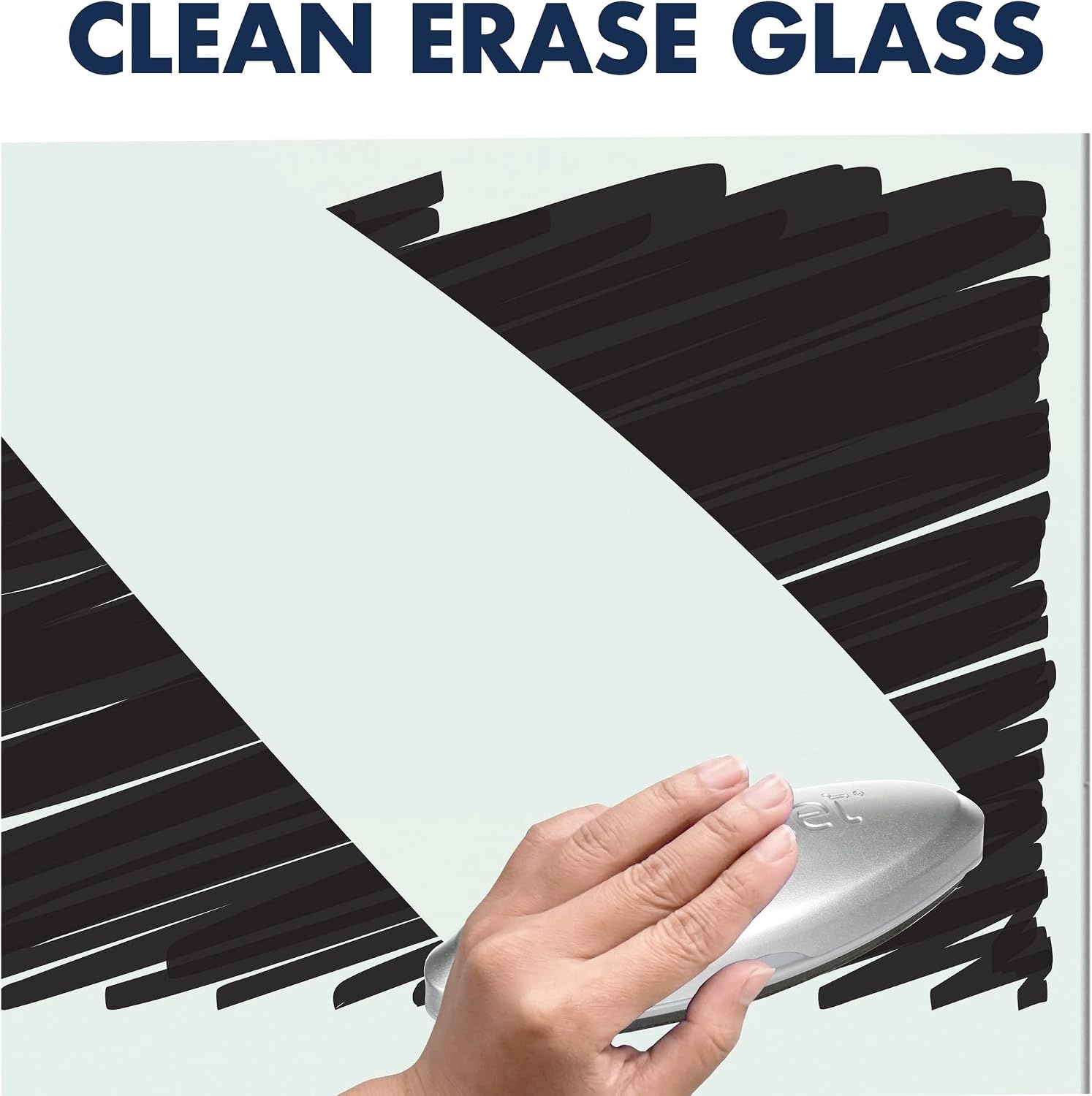 image:imageQuartet Glass Whiteboard Magnetic Dry Erase White Board 50 x 28 Wide Format with Invisible Mount Black Aluminum Frame Evoque G5028BAHidden Tray