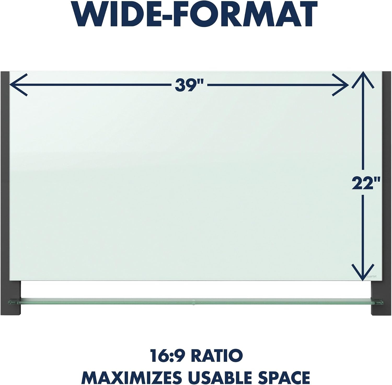 image:imageQuartet Glass Whiteboard Magnetic Dry Erase White Board 50 x 28 Wide Format with Invisible Mount Black Aluminum Frame Evoque G5028BALayered Look