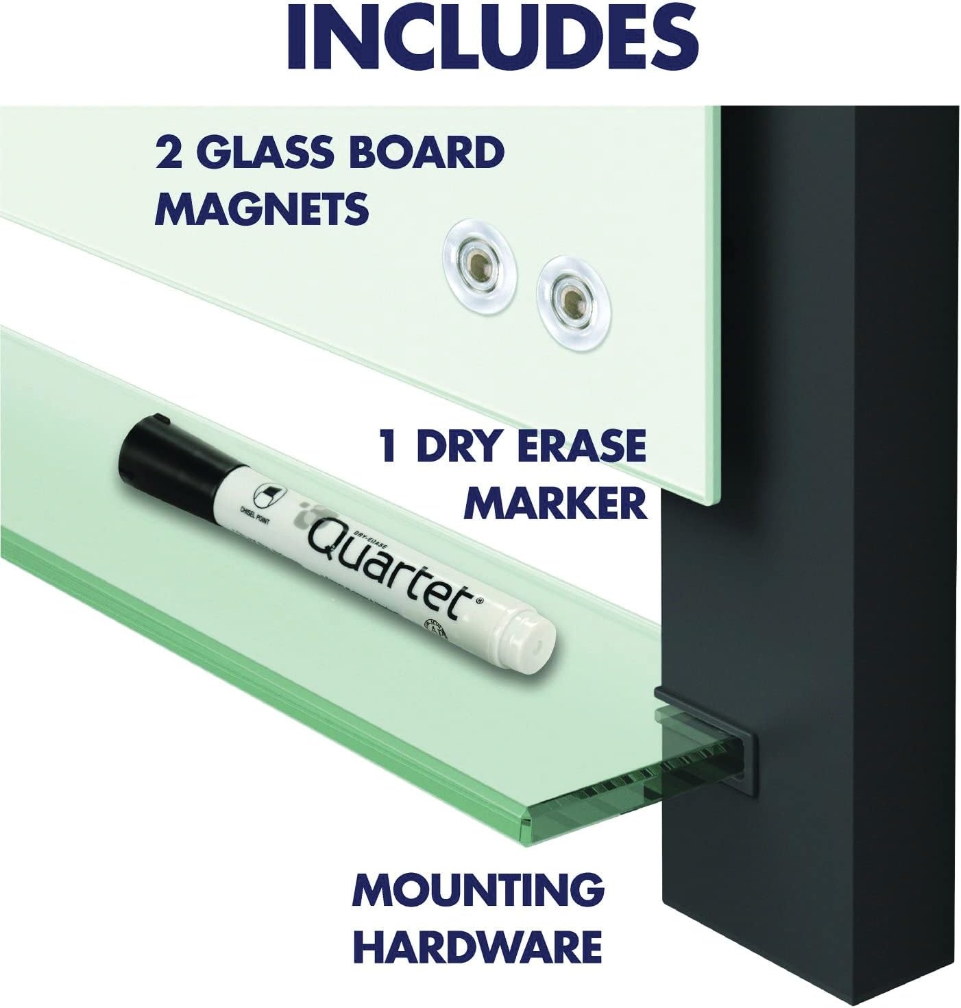 image:imageQuartet Glass Whiteboard Magnetic Dry Erase White Board 50 x 28 Wide Format with Invisible Mount Black Aluminum Frame Evoque G5028BALayered Look
