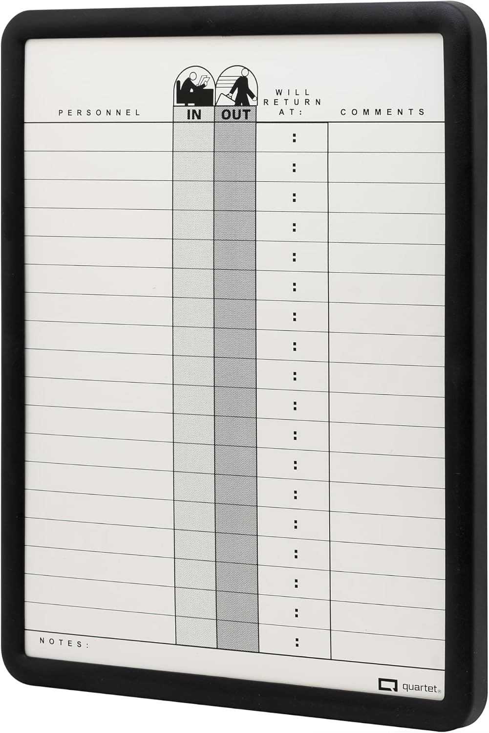 image:imageQuartet In and Out Dry Erase Magnetic Board 11W x 14H In amp Out Personnel Matrix for 18 Names DuraMax Porcelain Black Frame 75011W x 14H