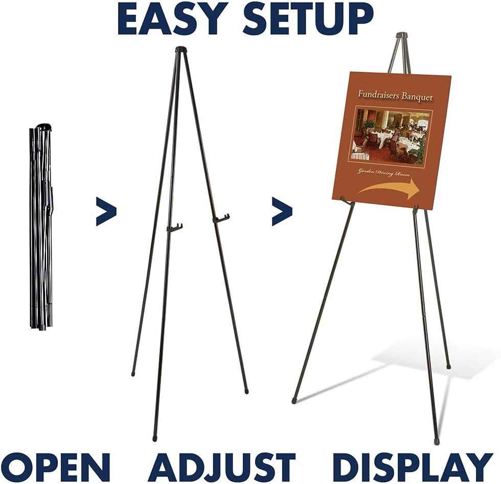 image:imageQuartet Instant Easel 64 Stand Supports 10 lbs HeavyDuty Tripod Base Powder Coated Steel Material Collapsible Black 27EHeavy Duty
