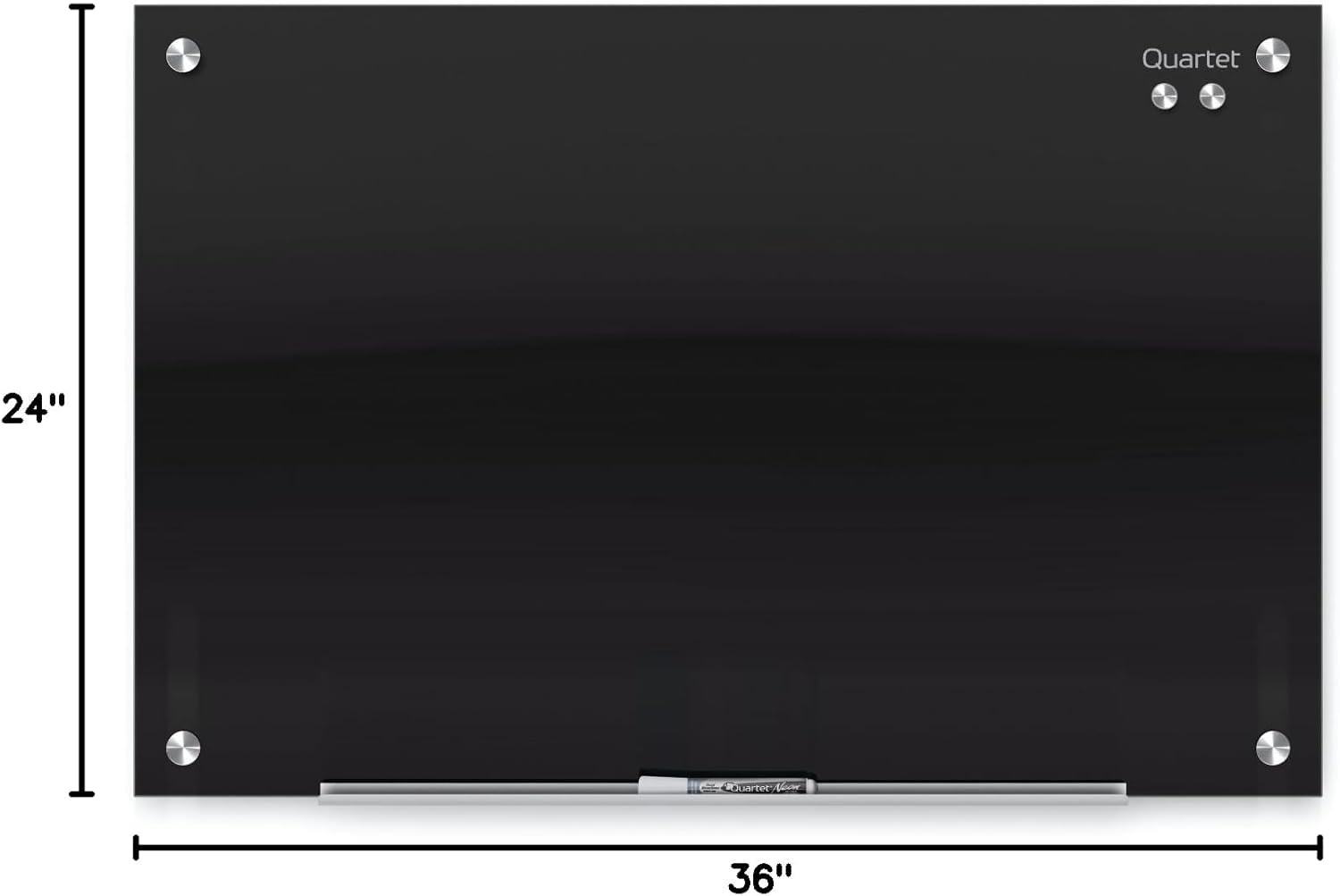 image:imageQuartet Magnetic Dry Erase Board 72 x 48 Glass Whiteboard for Wall Infinity Black G7248B36W x 24H