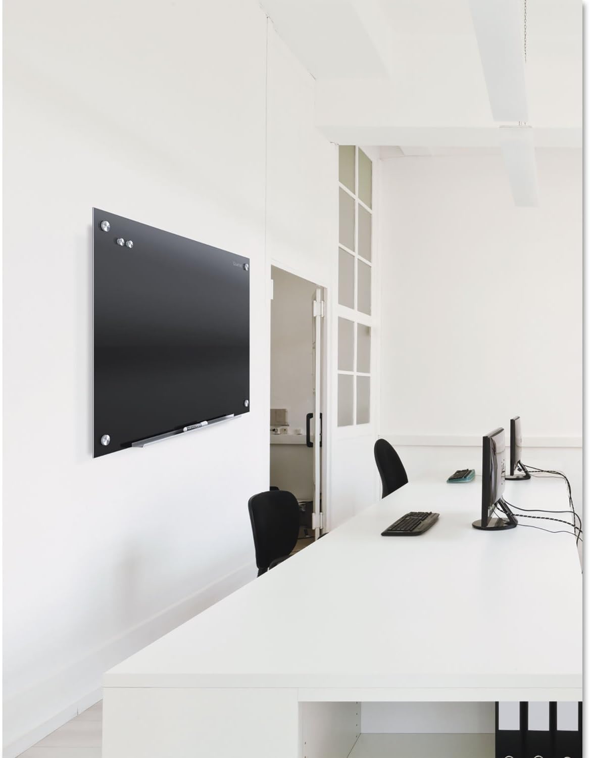 image:imageQuartet Magnetic Dry Erase Board 72 x 48 Glass Whiteboard for Wall Infinity Black G7248B36W x 24H