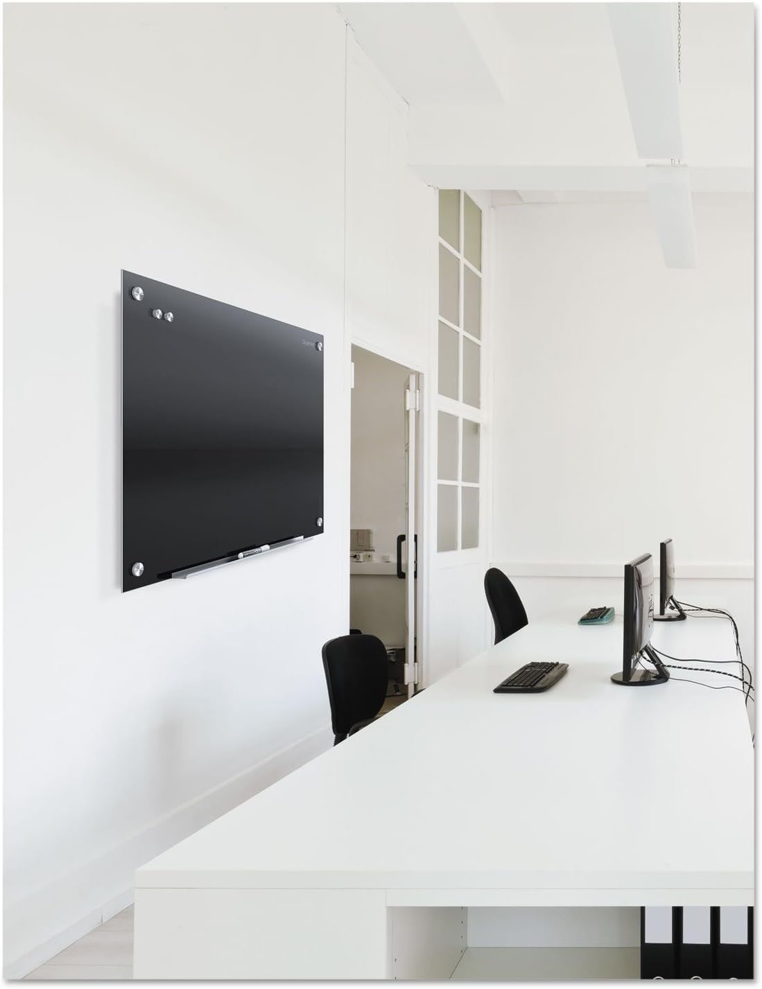 image:imageQuartet Magnetic Dry Erase Board 72 x 48 Glass Whiteboard for Wall Infinity Black G7248B48W x 36H