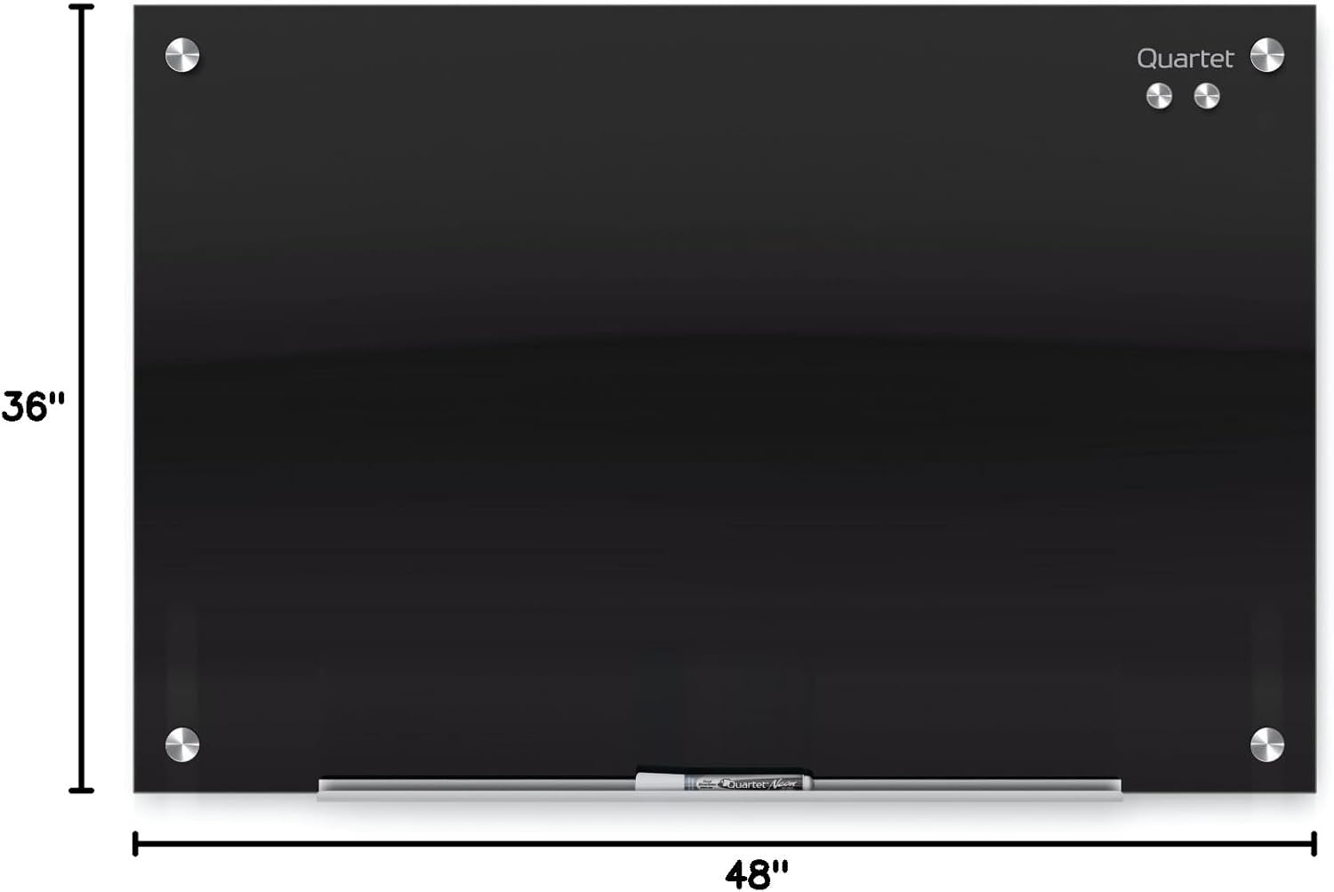 image:imageQuartet Magnetic Dry Erase Board 72 x 48 Glass Whiteboard for Wall Infinity Black G7248B48W x 36H