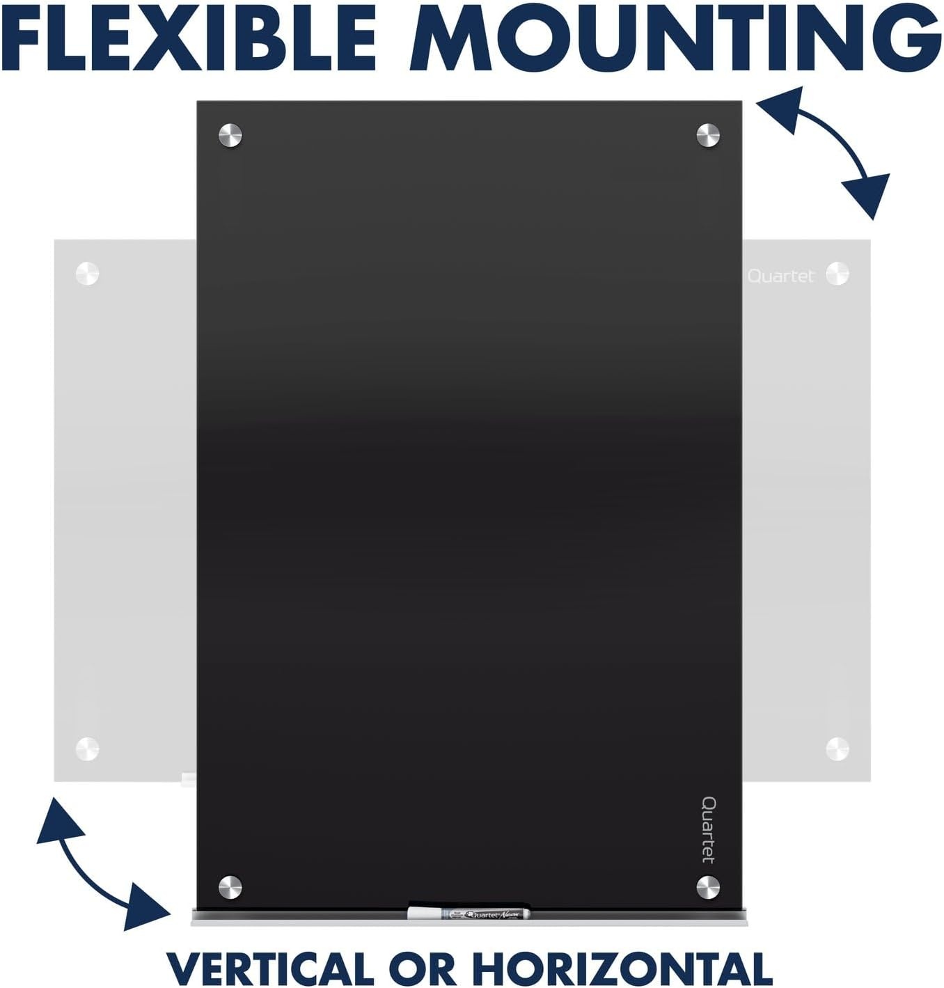 image:imageQuartet Magnetic Dry Erase Board 72 x 48 Glass Whiteboard for Wall Infinity Black G7248B48W x 36H