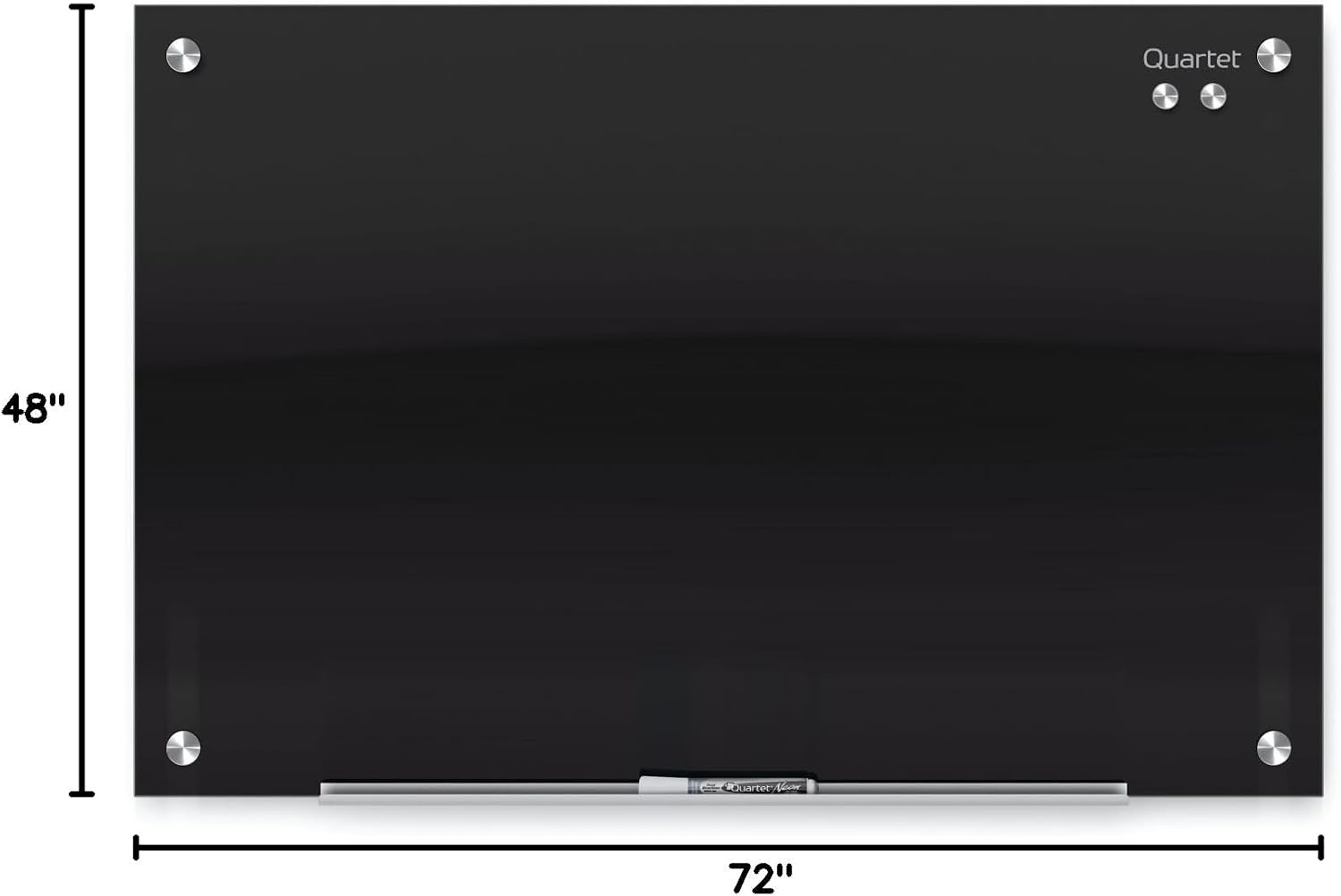 image:imageQuartet Magnetic Dry Erase Board 72 x 48 Glass Whiteboard for Wall Infinity Black G7248B72W x 48H