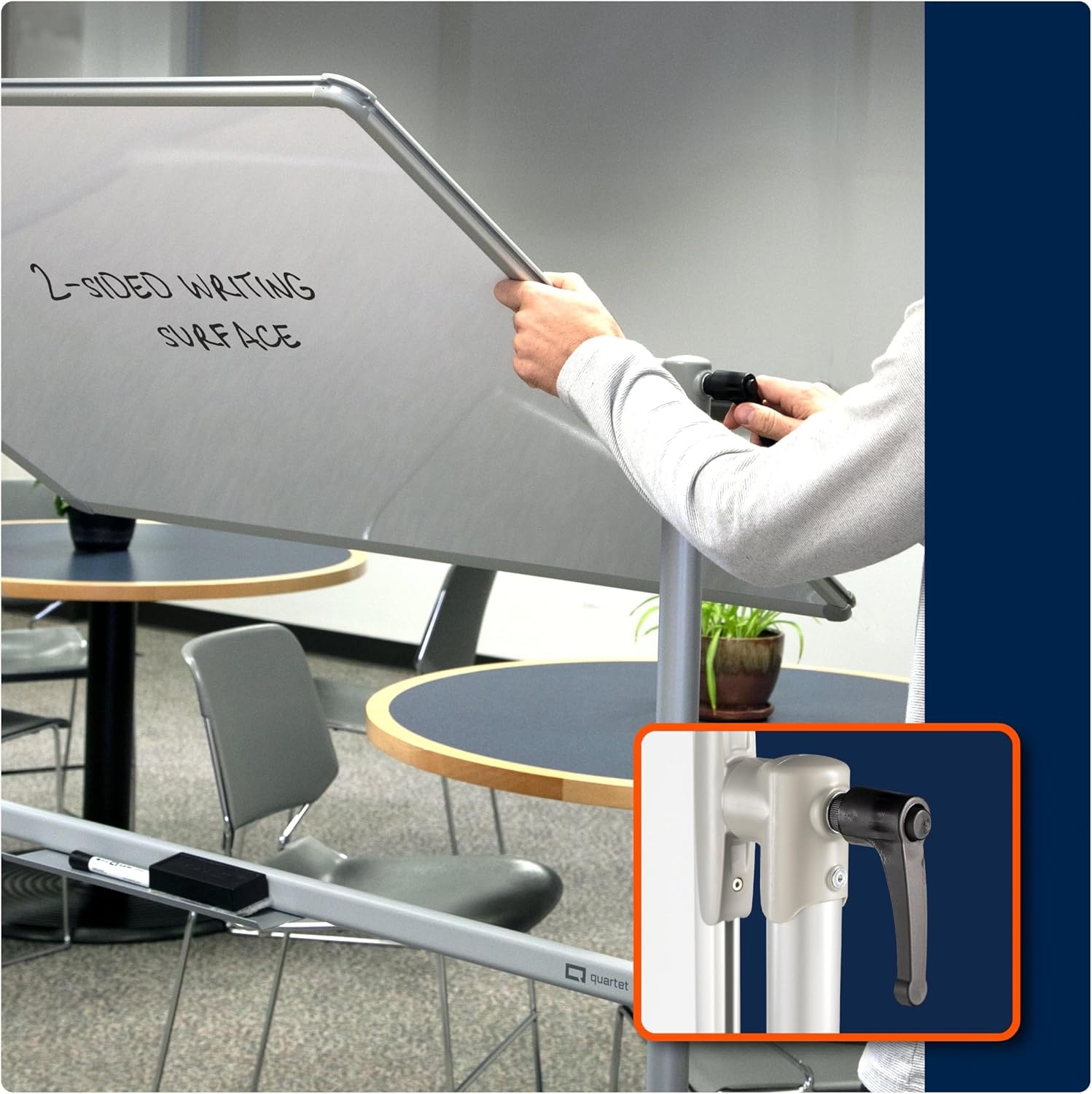 image:imageQuartet Magnetic DryErase Board 48 x 36 4 x 3 NanoClean Easel Whiteboard DoubleSided Silver Frame Q284836A01R