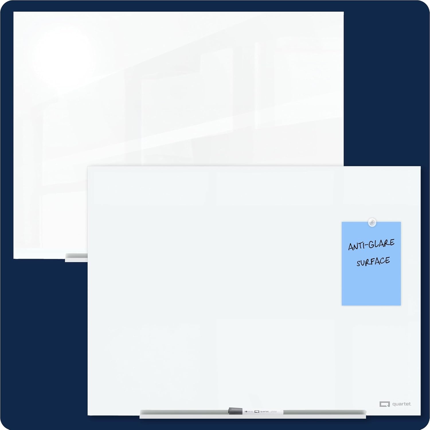 image:imageQuartet Magnetic Glass Dry Erase White Board 8 x 4 AntiGlare Whiteboard for Wall InvisaMount Frameless White Q019648F03IMWAntiGlare