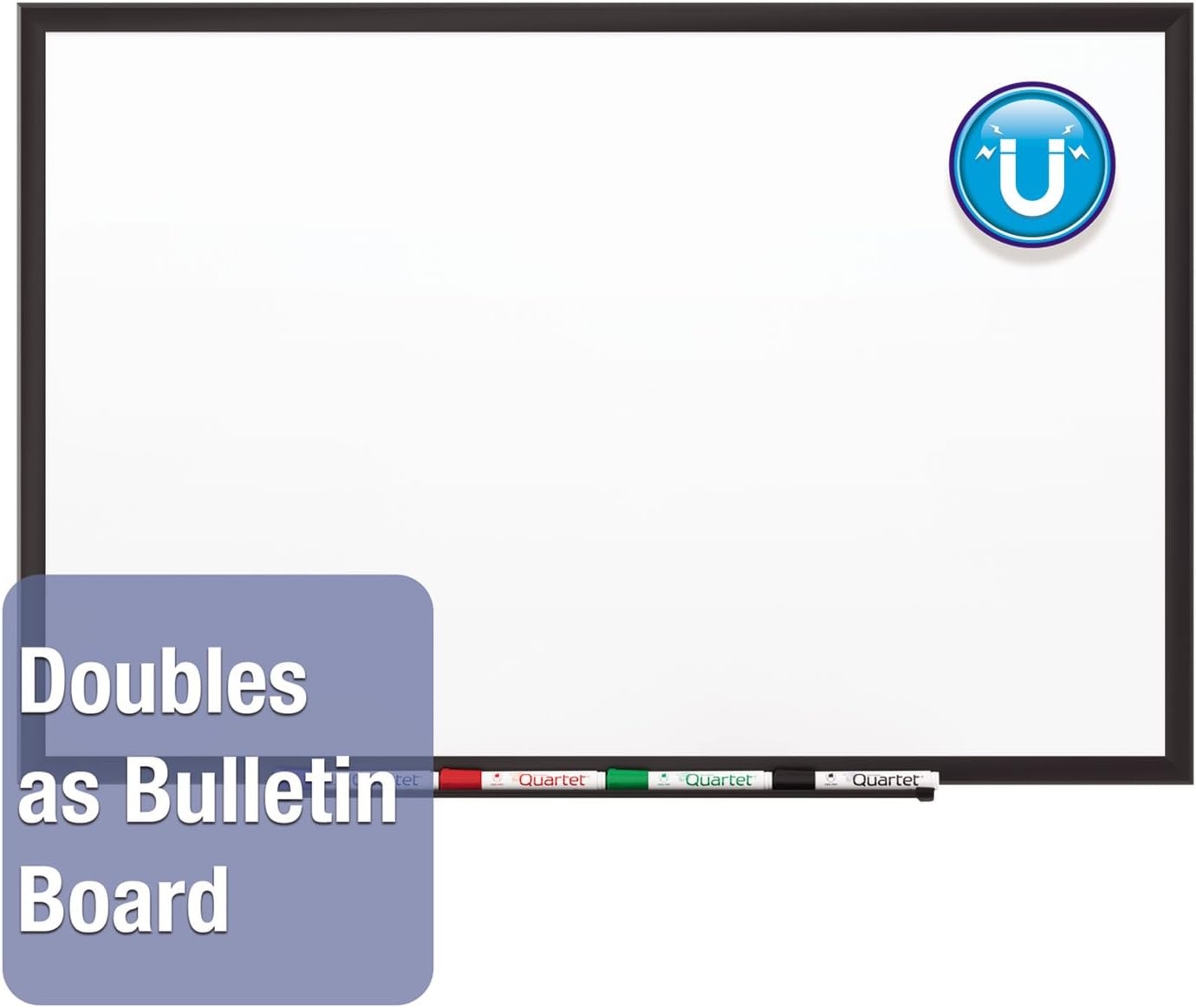 image:imageQuartet Magnetic Porcelain Whiteboard 5 x 3 White Board Premium Duramax Black Aluminum Frame 2545BBlack