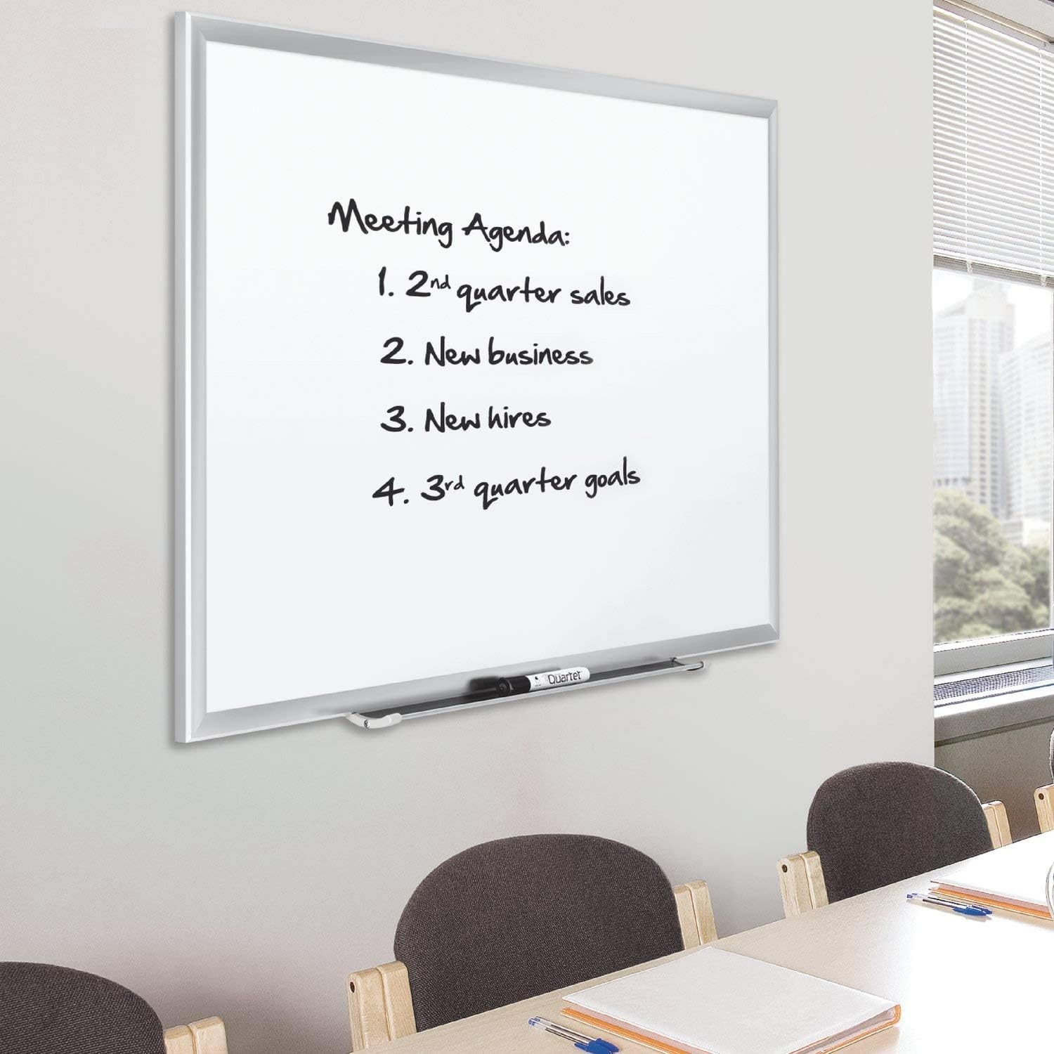 image:imageQuartet Magnetic Porcelain Whiteboard 5 x 3 White Board Premium Duramax Black Aluminum Frame 2545BSilver