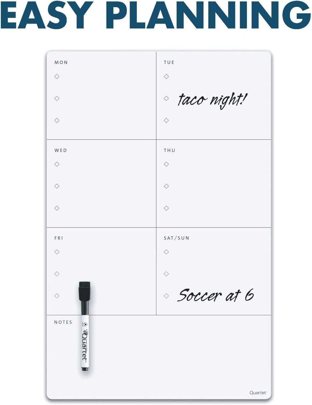 image:imageQuartet Magnetic Weekly Planner Dry Erase Board 11 x 17 Small White Board for Fridge Home School Supplies or Home Office Decor Frameless Includes 1 Dry Erase Marker 63540
