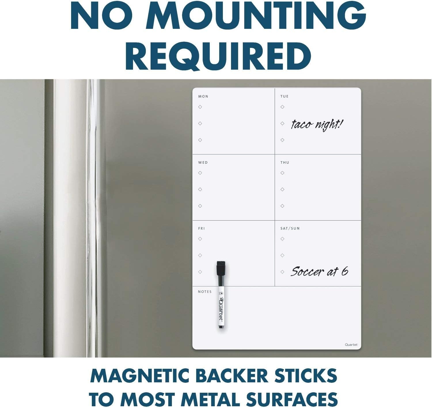 image:imageQuartet Magnetic Weekly Planner Dry Erase Board 11 x 17 Small White Board for Fridge Home School Supplies or Home Office Decor Frameless Includes 1 Dry Erase Marker 63540