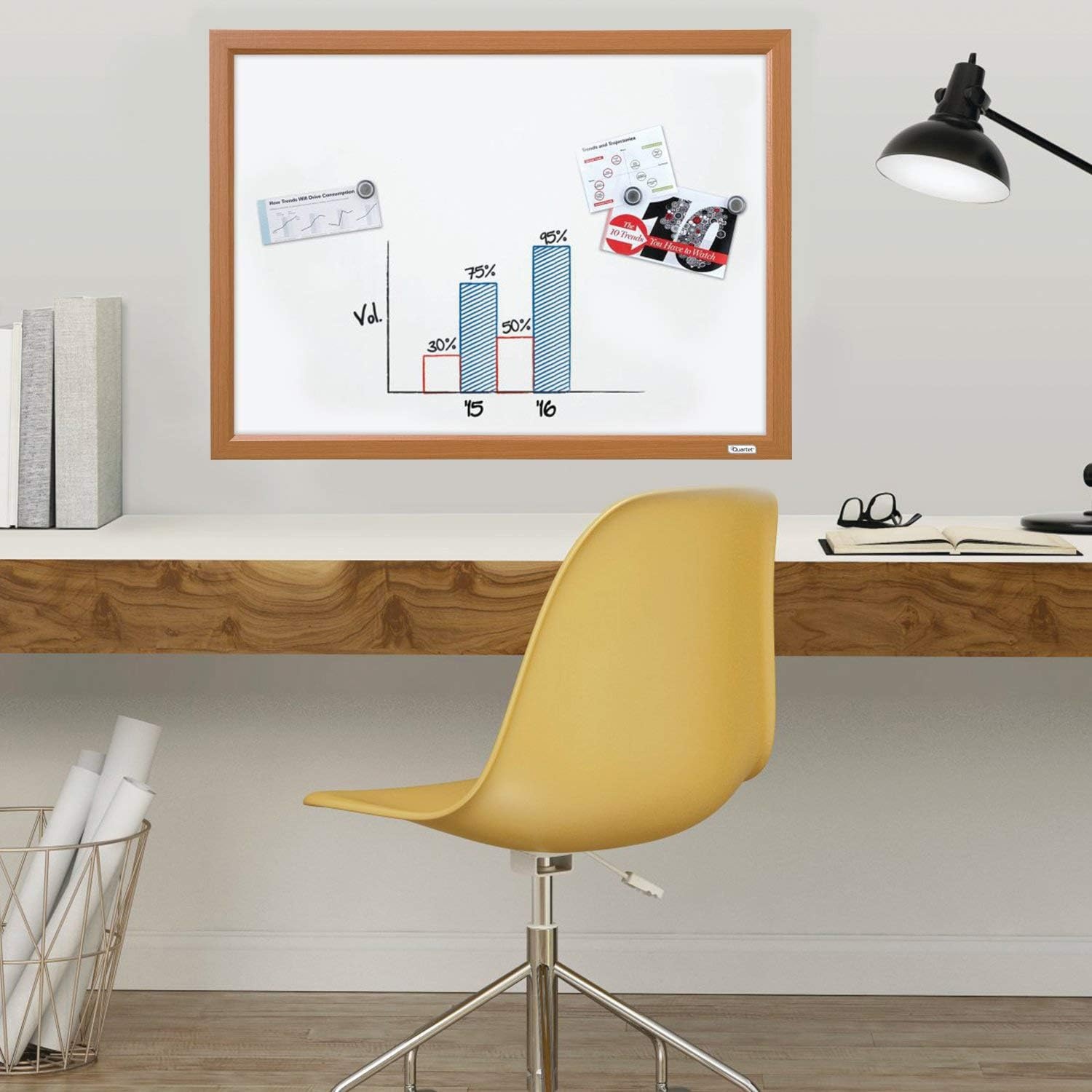 image:imageQuartet Magnetic Whiteboard 17 x 23 inches White Board Dry Erase Board Black Frame MWDW1723MBKAssorted Frame Colors