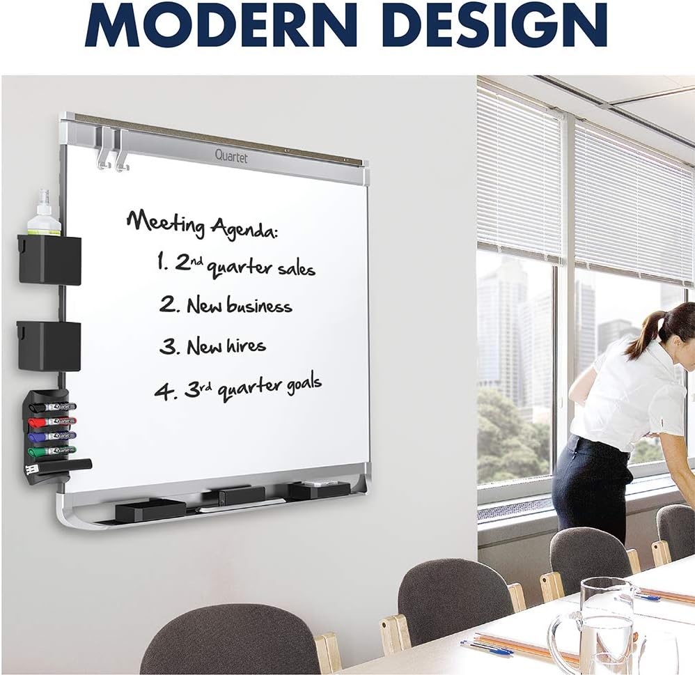 image:imageQuartet Magnetic Whiteboard Porcelain White Board Dry Erase Board 8 x 4 Aluminum Frame Prestige 2 Duramax P558AP2Black