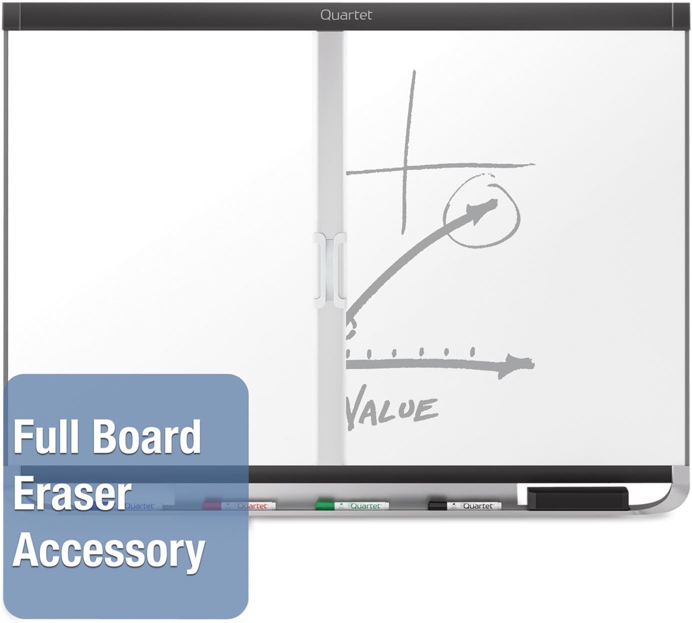 image:imageQuartet Magnetic Whiteboard Porcelain White Board Dry Erase Board 8 x 4 Aluminum Frame Prestige 2 Duramax P558AP2Black
