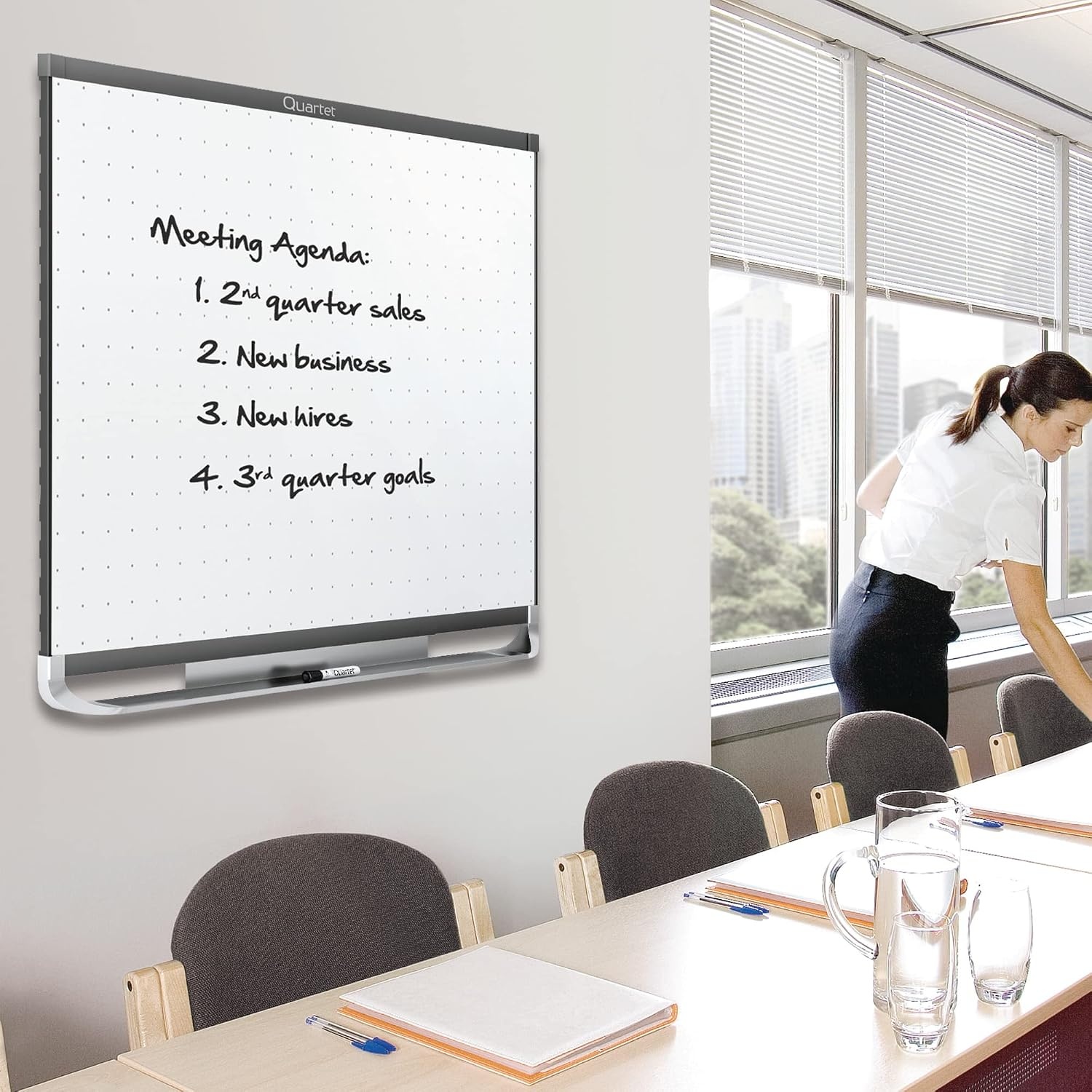 image:imageQuartet Magnetic Whiteboard White Board Dry Erase Board 8 x 4 Graphite Finish Frame Prestige 2 Total Erase TEM548GBlack