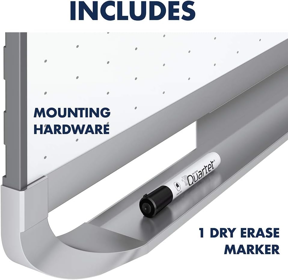 image:imageQuartet Magnetic Whiteboard White Board Dry Erase Board 8 x 4 Graphite Finish Frame Prestige 2 Total Erase TEM548GSilver