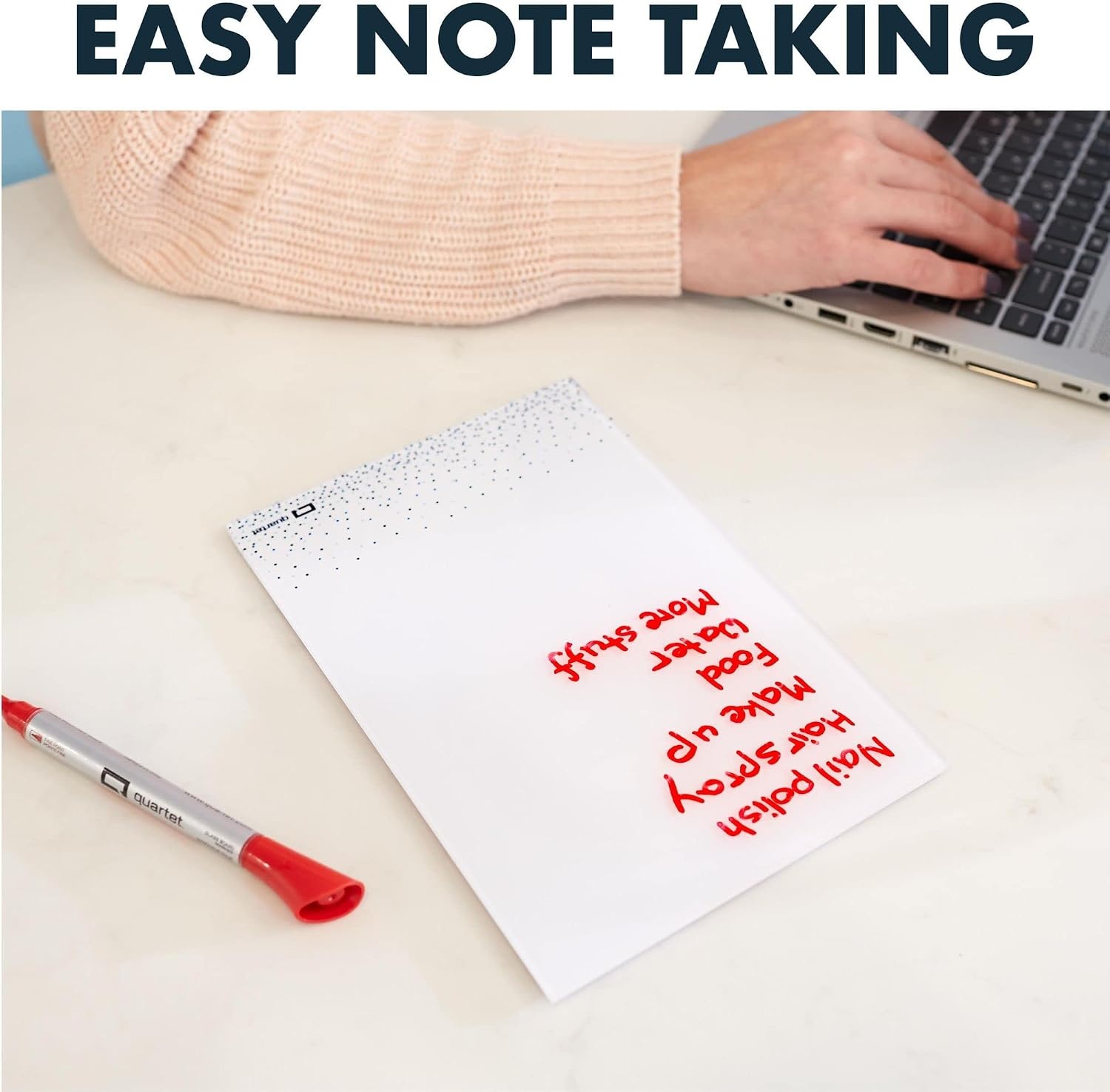 image:imageQuartet Portable Glass DryErase Pad 5 x 8 Closeable Cover Kickstand Desktop White Board Notepad Travel Blue Q090GDPN03Dot
