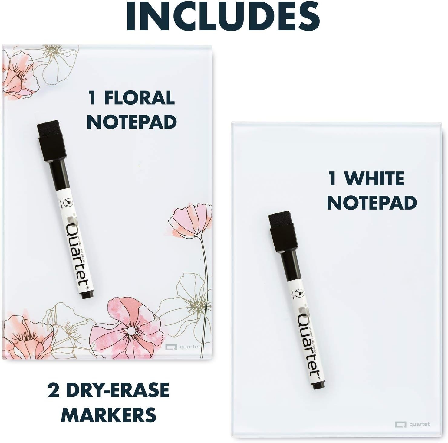image:imageQuartet Portable Glass DryErase Pad 5 x 8 Closeable Cover Kickstand Desktop White Board Notepad Travel Blue Q090GDPN03Floral