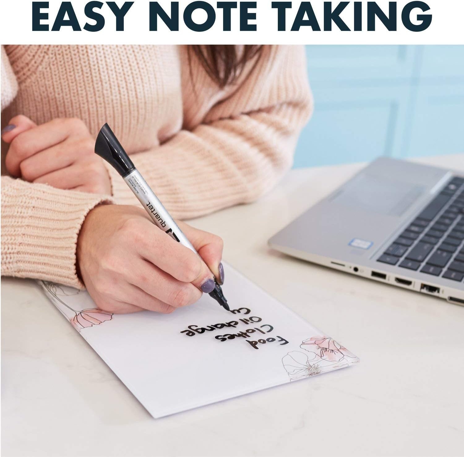 image:imageQuartet Portable Glass DryErase Pad 5 x 8 Closeable Cover Kickstand Desktop White Board Notepad Travel Blue Q090GDPN03Floral
