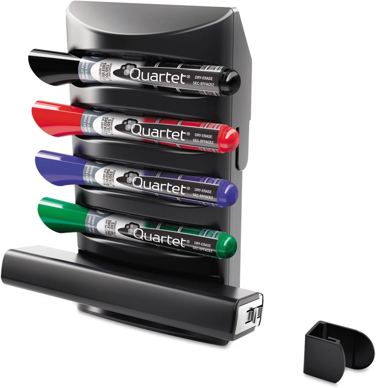 image:imageQuartet Prestige 2 Connects Marker Caddy Includes 4 Chisel Tip EnduraGlide DryErase Markers and 1 Eraser Whiteboard Accessories Black 85377