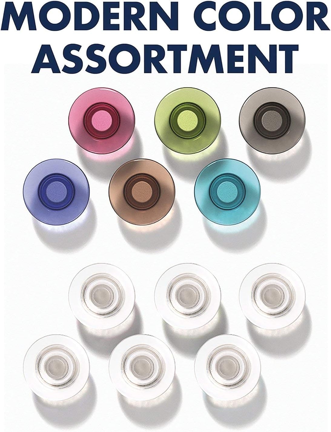 image:imageQuartet Strong Magnets for White Boards Rare Earth Magnet for Glass Whiteboards Clear 6 Pack 85391Assorted Colors