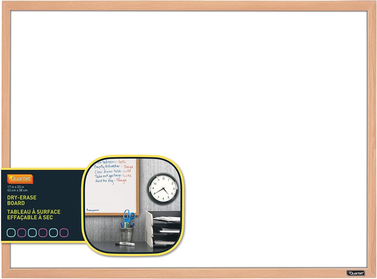 image:imageQuartet Whiteboard 17 x 23 Dry Erase Board White Board Oak Finish Frame 35380372QOak