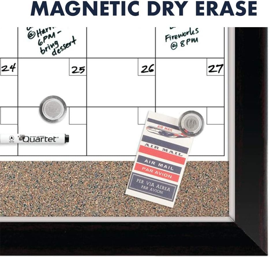 image:imageQuartet Whiteboard Calendar amp Corkboard Magnetic White Board amp Cork Bulletin Board Combo 17 x 23 Wood Finish Frame 224761 Board
