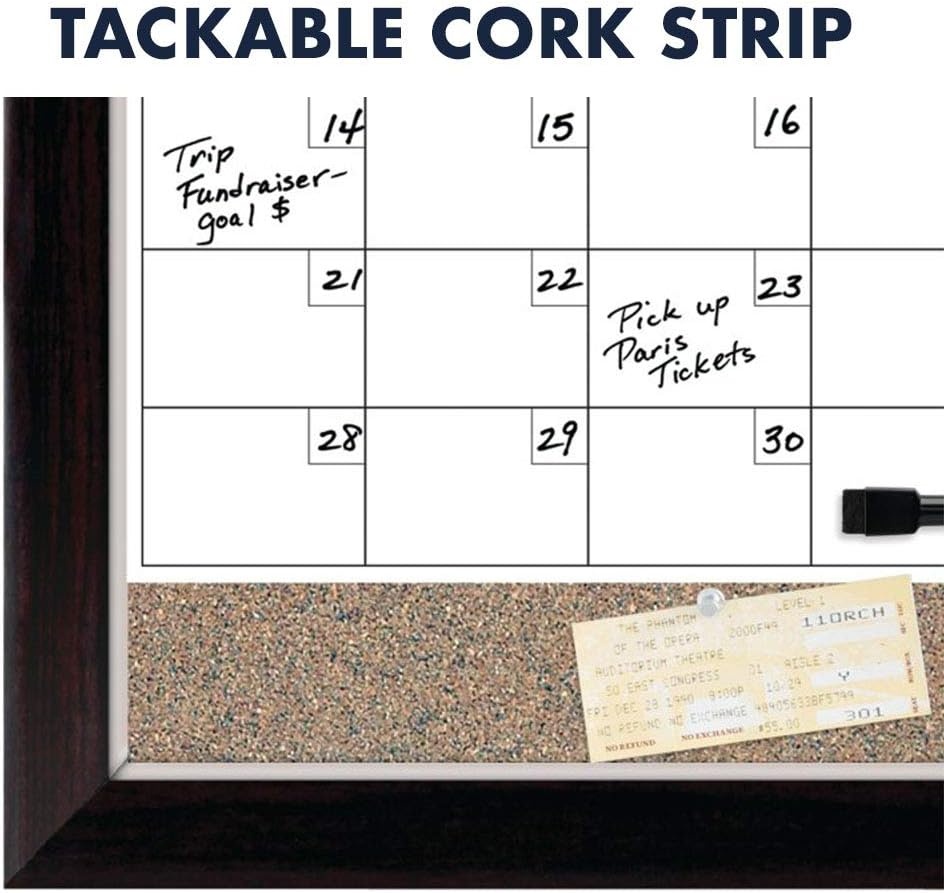 image:imageQuartet Whiteboard Calendar amp Corkboard Magnetic White Board amp Cork Bulletin Board Combo 17 x 23 Wood Finish Frame 22476Case of 4 Boards