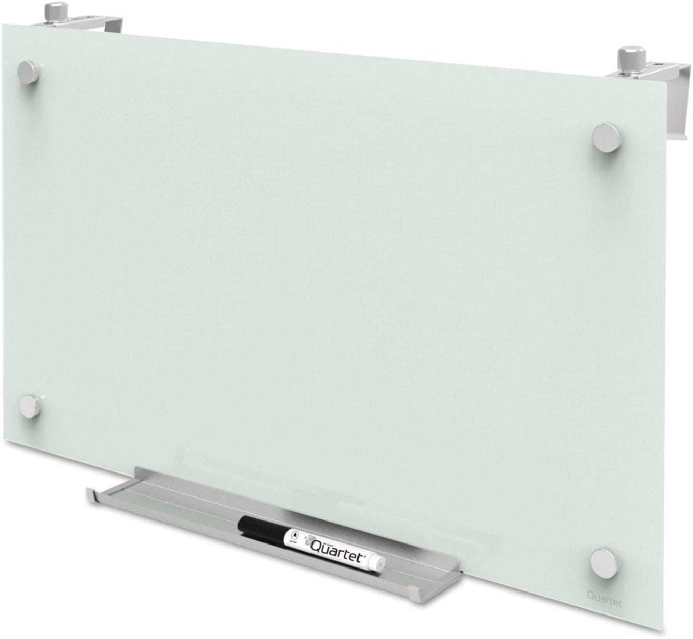 image:imageQuartet Whiteboard Glass Dry Erase Board Magnetic 30 x 18 Infinity Frameless Mounting White Surface Accessory Tray 1 Dry Erase Marker and 2 Glass Board Magnets PDEC183030W x 18H