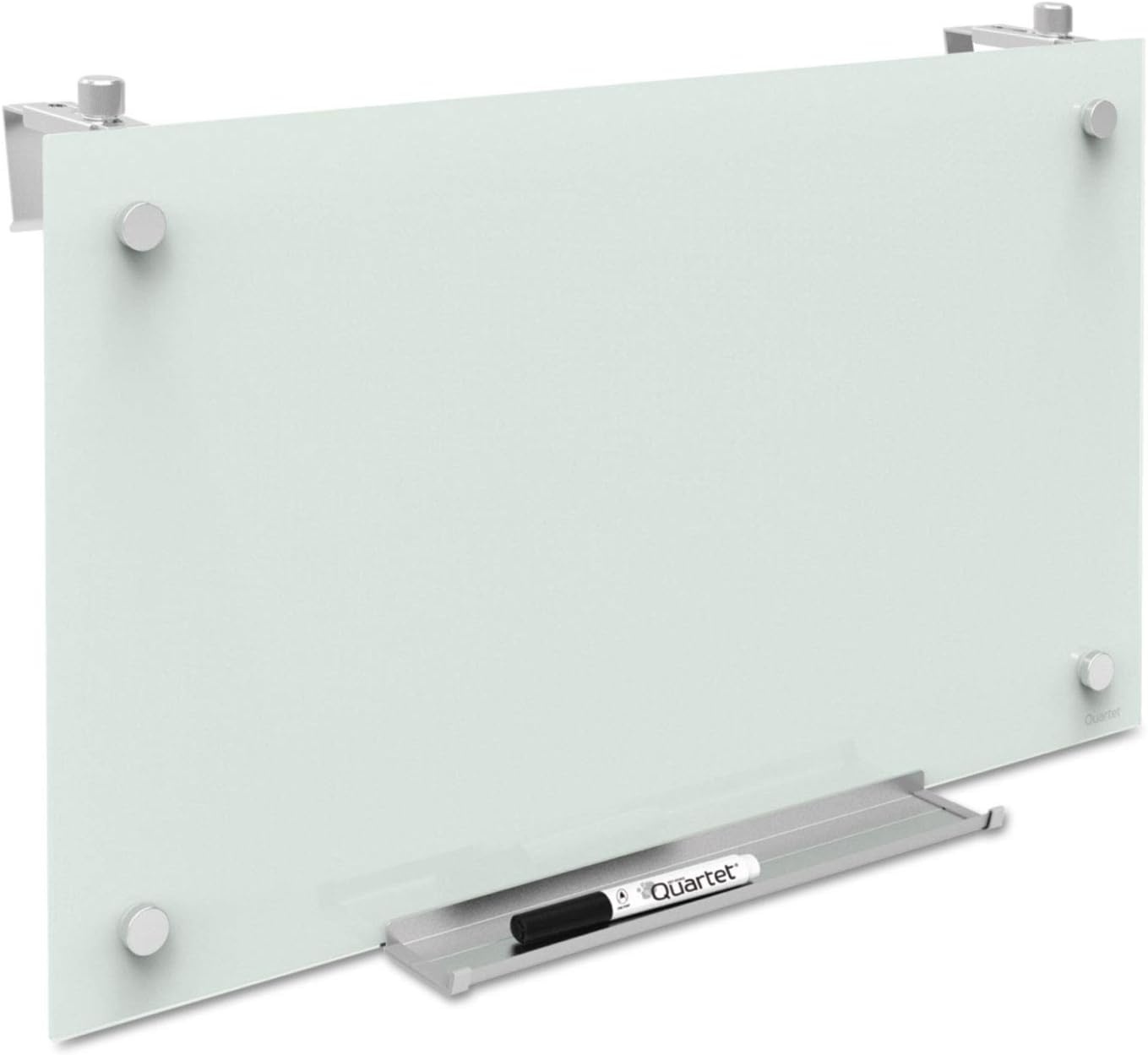 image:imageQuartet Whiteboard Glass Dry Erase Board Magnetic 30 x 18 Infinity Frameless Mounting White Surface Accessory Tray 1 Dry Erase Marker and 2 Glass Board Magnets PDEC183030W x 18H