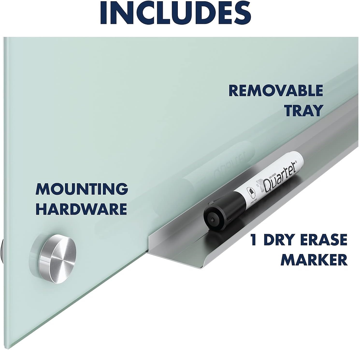image:imageQuartet Whiteboard Glass Dry Erase Board NonMagnetic 6 x 4 Infinity Frameless Mounting Frosted Surface Accessory Tray and 1 Dry Erase Marker G7248FFrosted