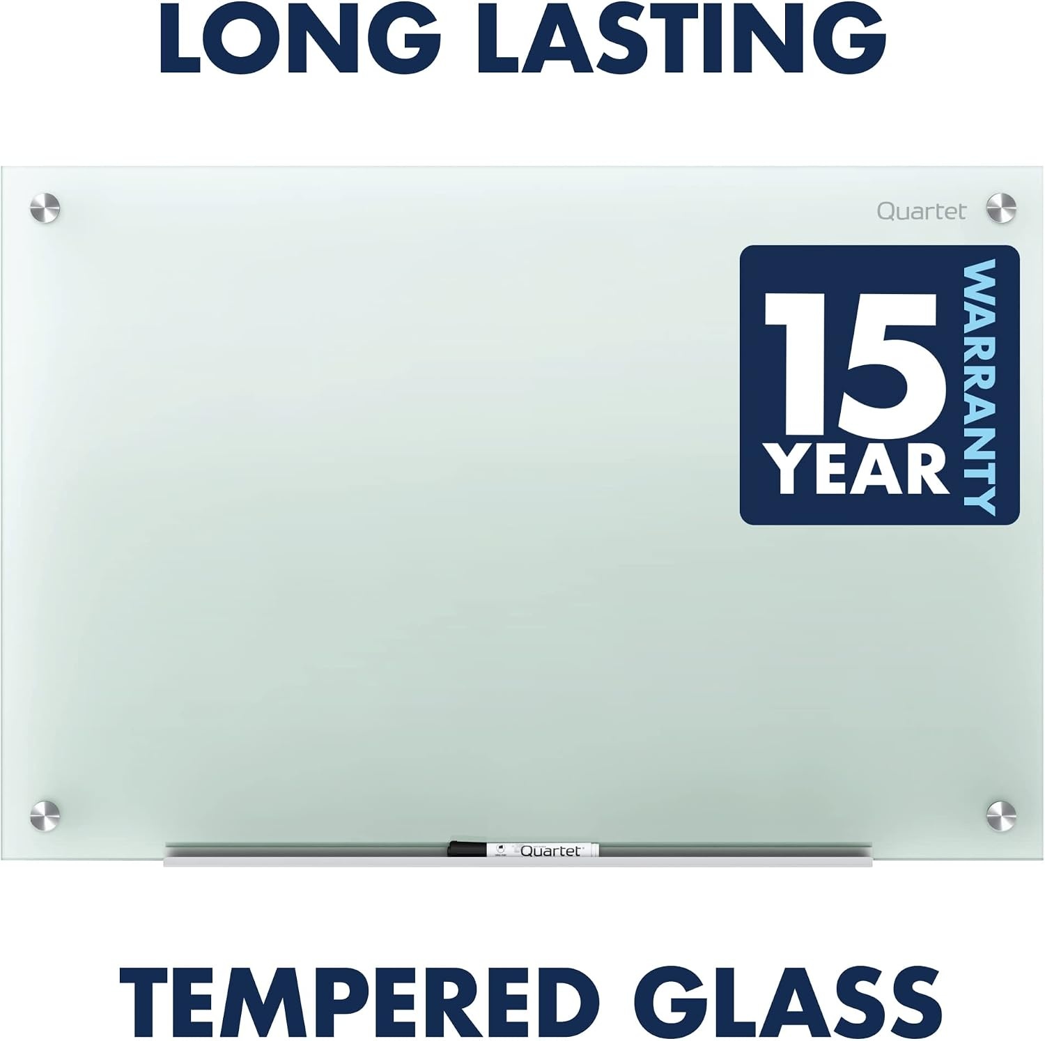 image:imageQuartet Whiteboard Glass Dry Erase Board NonMagnetic 6 x 4 Infinity Frameless Mounting Frosted Surface Accessory Tray and 1 Dry Erase Marker G7248FFrosted