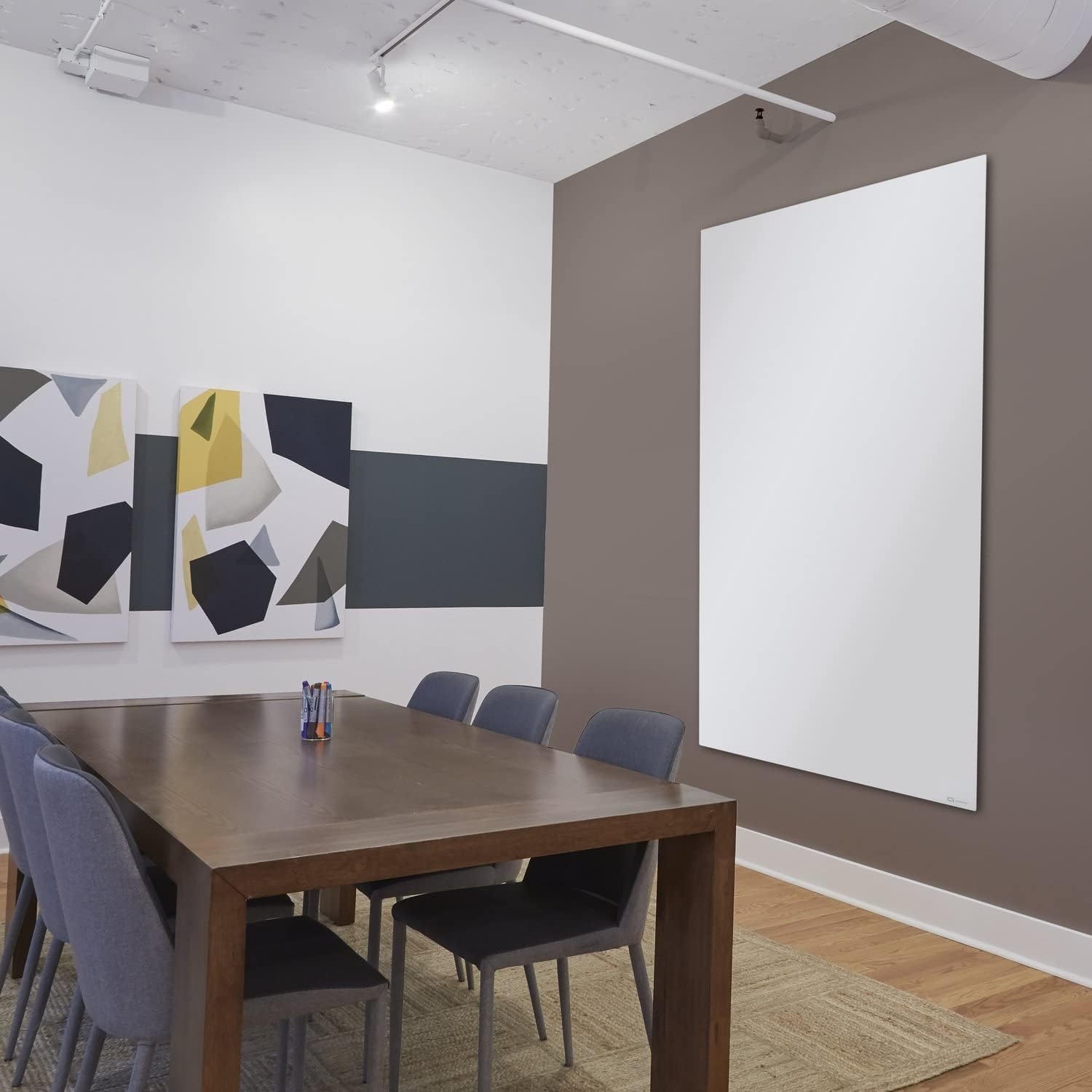 image:imageQuartet Whiteboard Magnetic Dry Erase White Board Glass 28 x 50 VerticalOnly Frameless InvisaMount White Q012850IMW42W x 74H