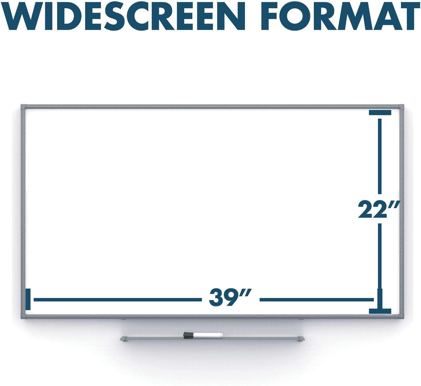 image:imageQuartet Whiteboard Non Magnetic White Board 85 x 48 Dry Erase Board Total Erase Silhouette Wide 16 9 Silver Frame C8548Charcoal Frame