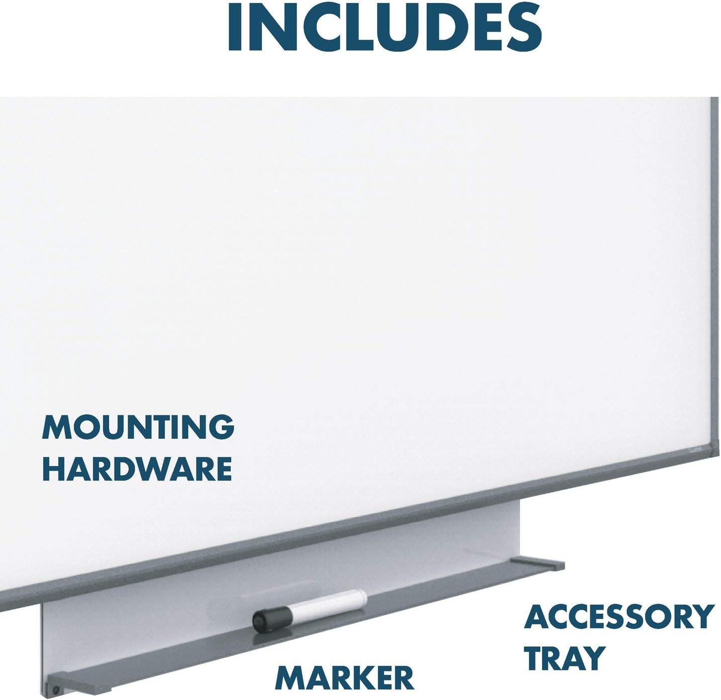 image:imageQuartet Whiteboard Non Magnetic White Board 85 x 48 Dry Erase Board Total Erase Silhouette Wide 16 9 Silver Frame C8548Charcoal Frame