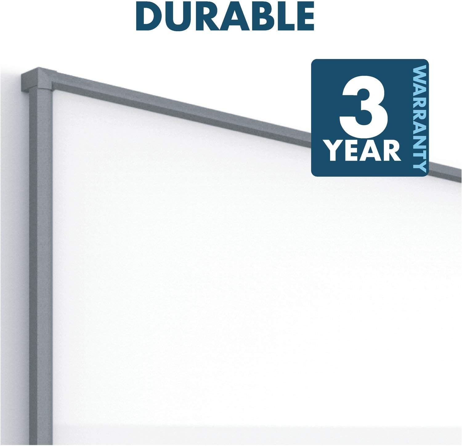 image:imageQuartet Whiteboard Non Magnetic White Board 85 x 48 Dry Erase Board Total Erase Silhouette Wide 16 9 Silver Frame C8548Charcoal Frame