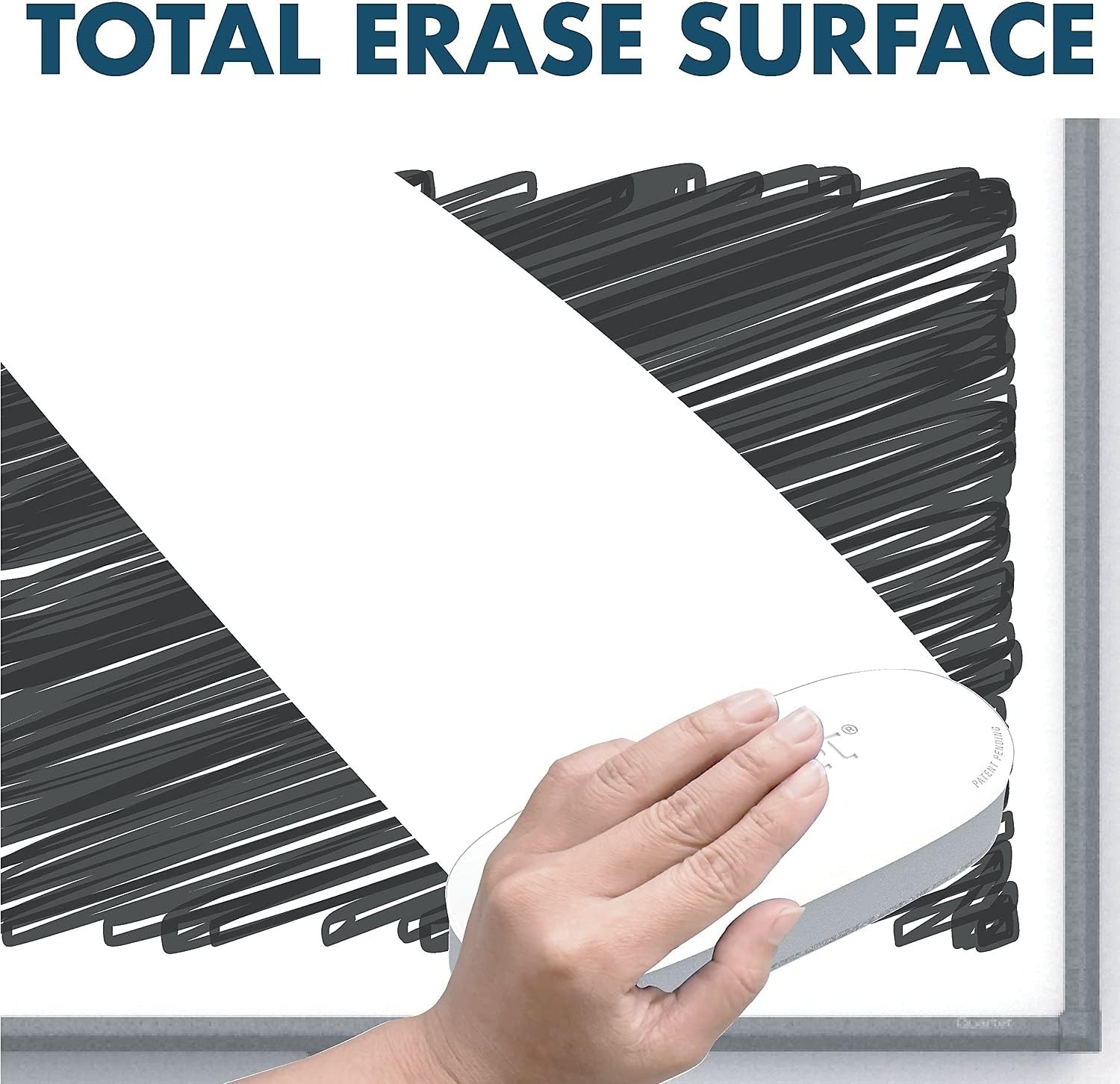 image:imageQuartet Whiteboard Non Magnetic White Board 85 x 48 Dry Erase Board Total Erase Silhouette Wide 16 9 Silver Frame C8548Charcoal Frame