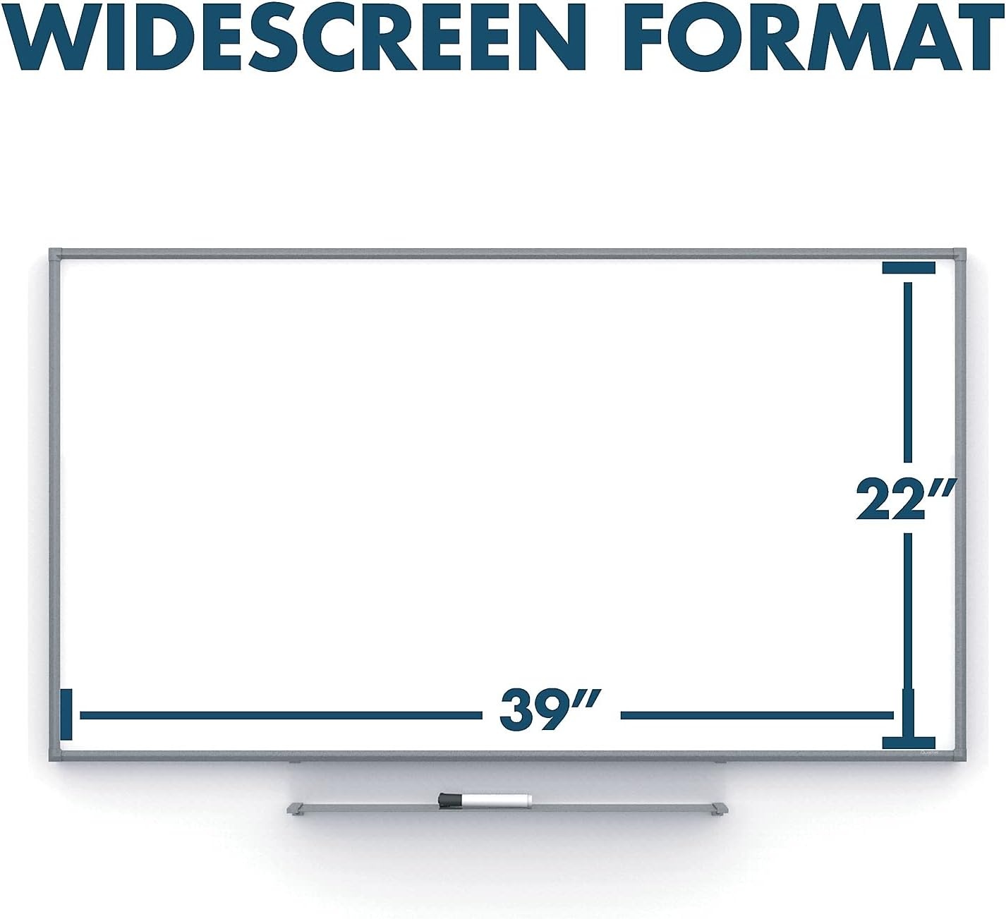 image:imageQuartet Whiteboard Non Magnetic White Board 85 x 48 Dry Erase Board Total Erase Silhouette Wide 16 9 Silver Frame C8548Charcoal Frame