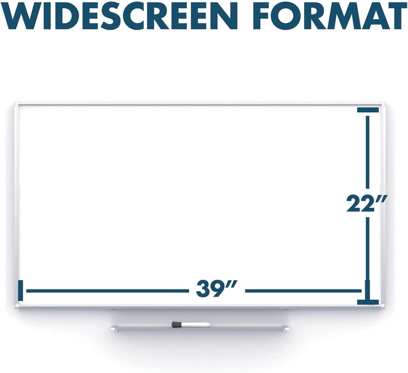 image:imageQuartet Whiteboard Non Magnetic White Board 85 x 48 Dry Erase Board Total Erase Silhouette Wide 16 9 Silver Frame C8548Silver Frame