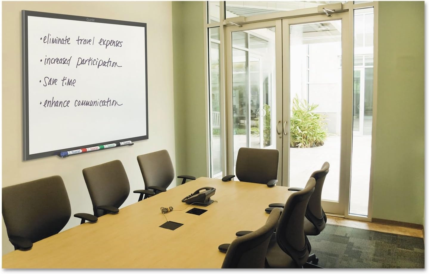 image:imageQuartet Whiteboard NonMagnetic Dry Erase White Board 6 x 4 Total Erase Black Aluminum Frame S537B