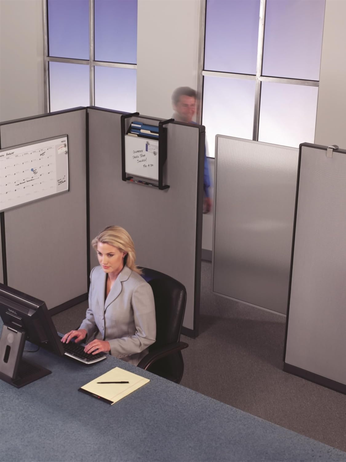image:imageQuartet Workstation Privacy Screen 36 x 48 For Cubicle or Office Adjustable Height Sliding Sturdy Aluminum Frame Includes Attachable Whiteboard WPS100036 x 48