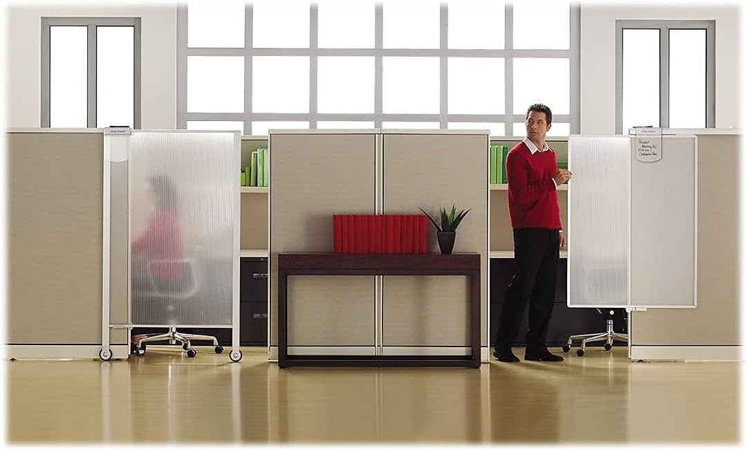 image:imageQuartet Workstation Privacy Screen 36 x 48 For Cubicle or Office Adjustable Height Sliding Sturdy Aluminum Frame Includes Attachable Whiteboard WPS100038 x 64
