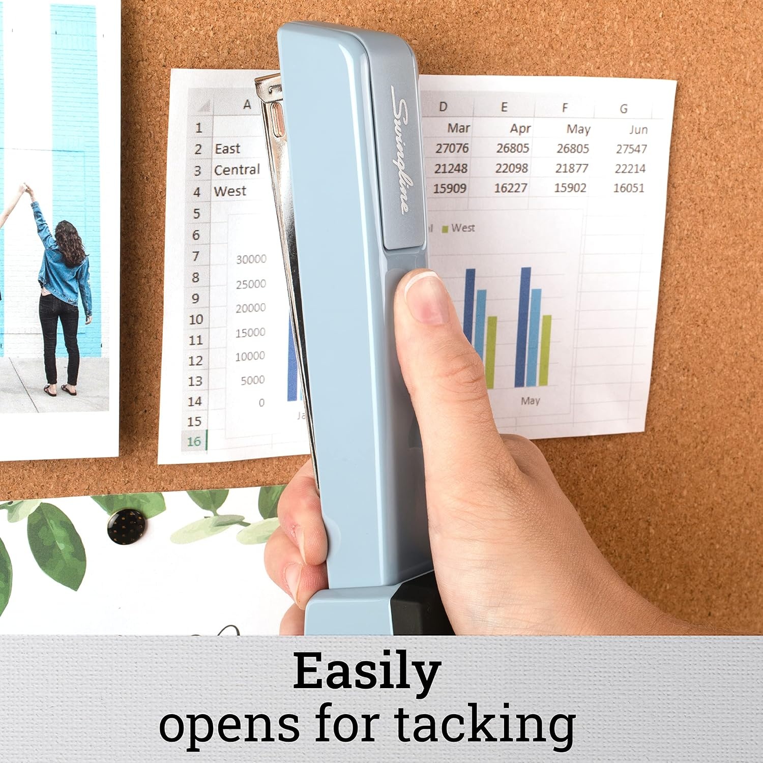 image:imageSwingline 747 Classic Stapler 30 Sheet Capacity Jam Free Metal Black 74701Electric Blue