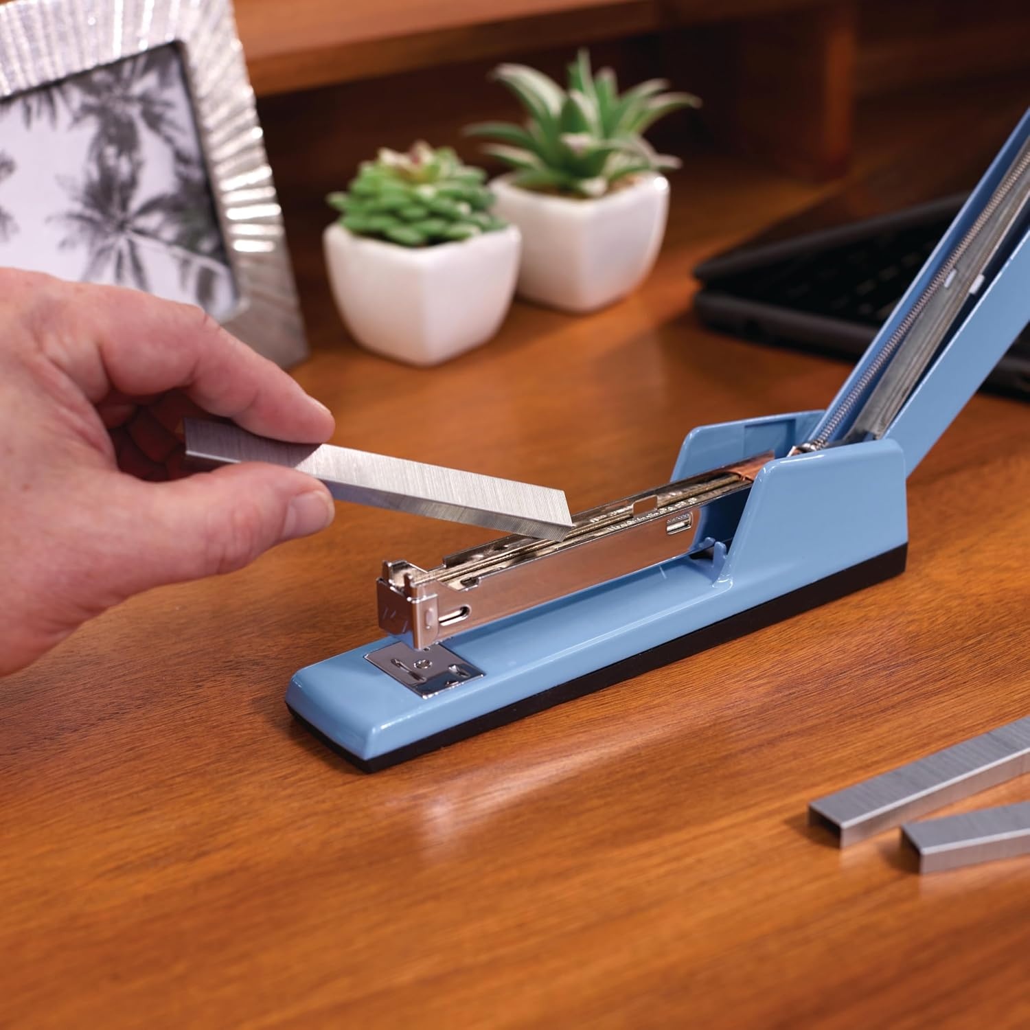image:imageSwingline 747 Classic Stapler 30 Sheet Capacity Jam Free Metal Black 74701Electric Blue