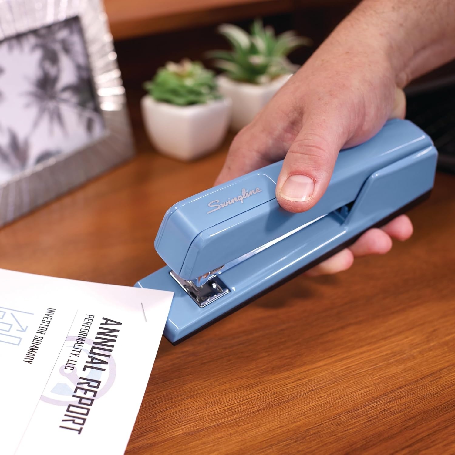 image:imageSwingline 747 Classic Stapler 30 Sheet Capacity Jam Free Metal Black 74701Electric Blue
